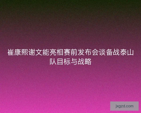崔康熙谢文能亮相赛前发布会谈备战泰山队目标与战略